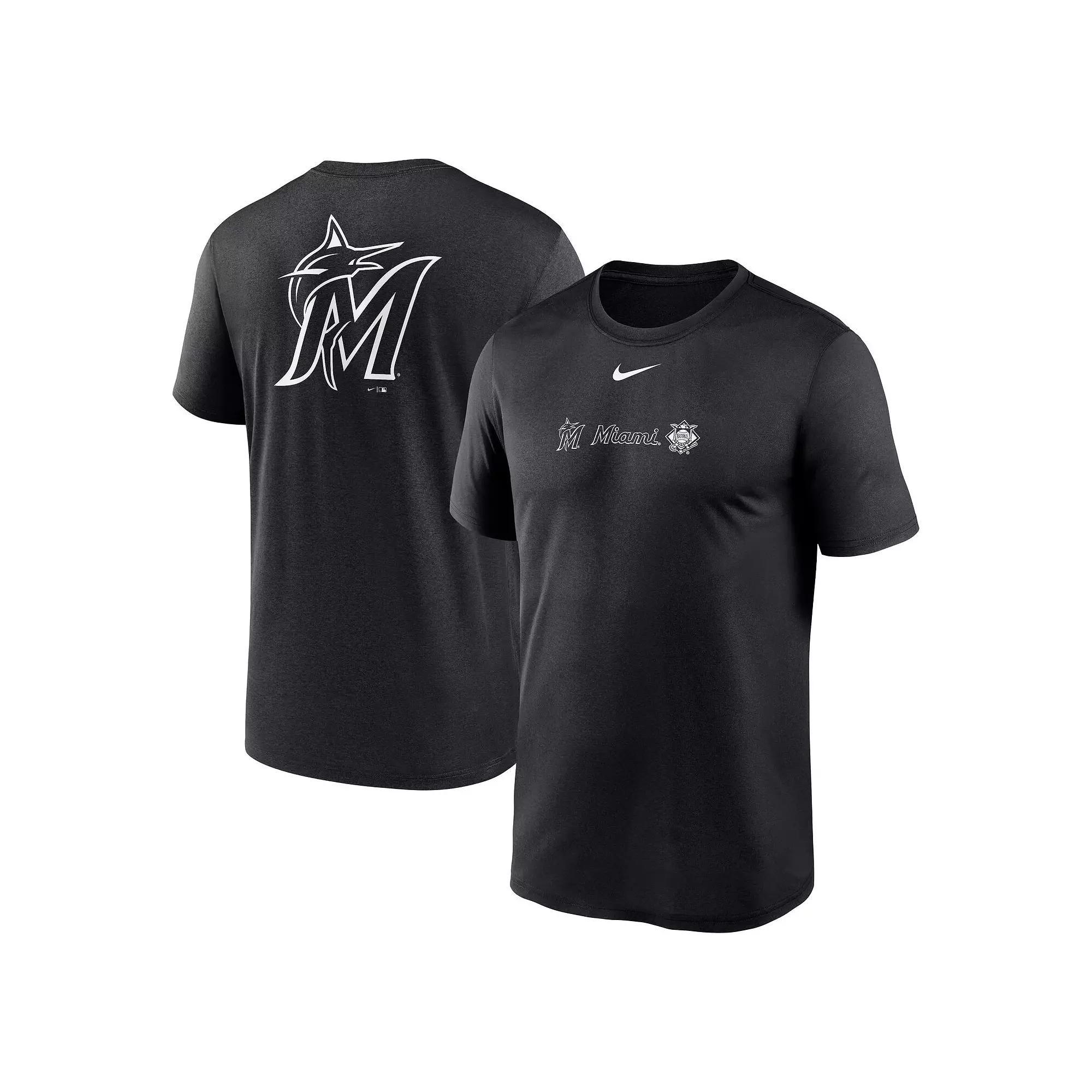 Men's Nike Black Miami Marlins Fashion Over Shoulder Logo Legend T-Shirt, Size: Medium Product Image