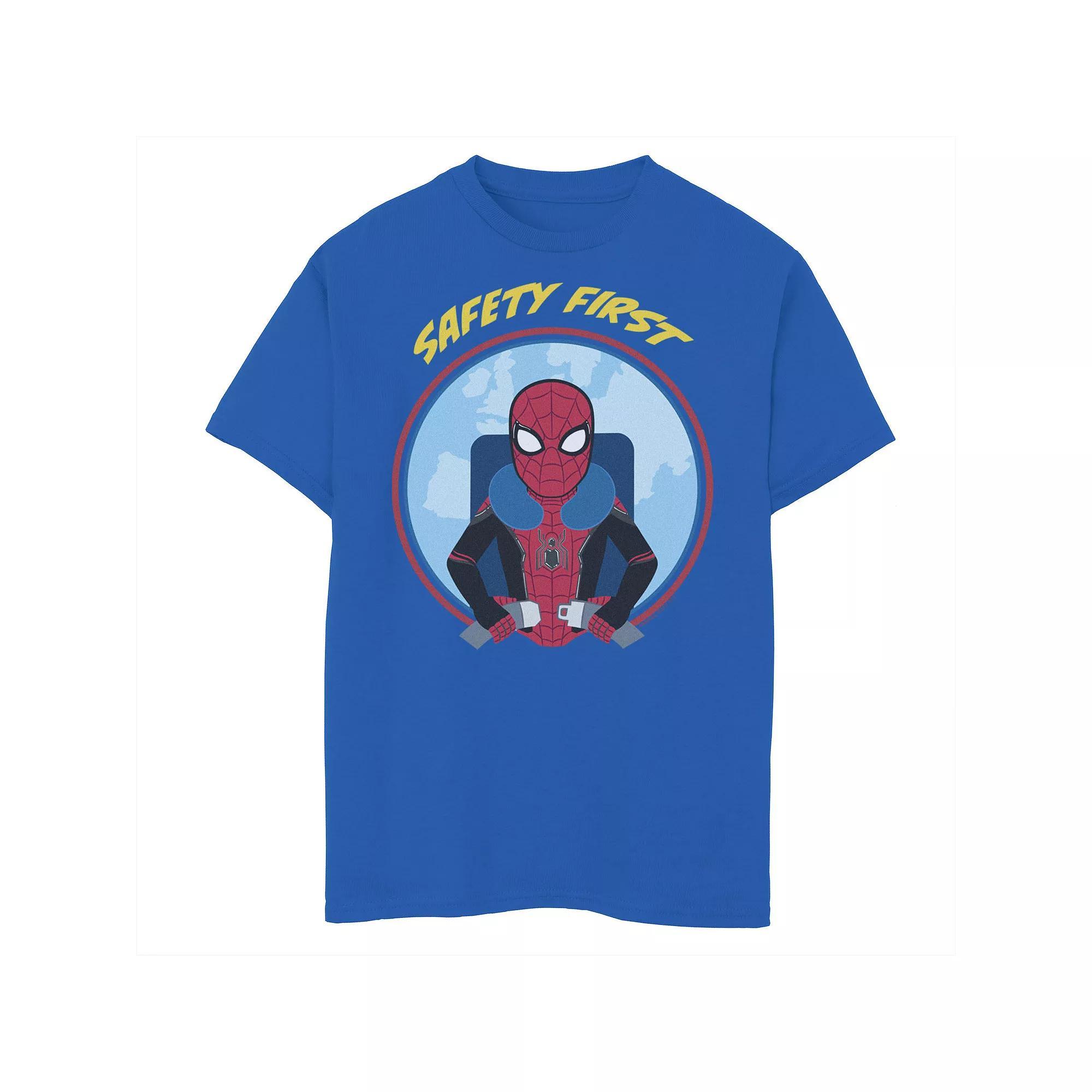 Boys 8-20 Marvel Spider-Man Far From Home Safety First Circle Portrait Graphic Tee, Boy's, Size: Medium, Royal Product Image
