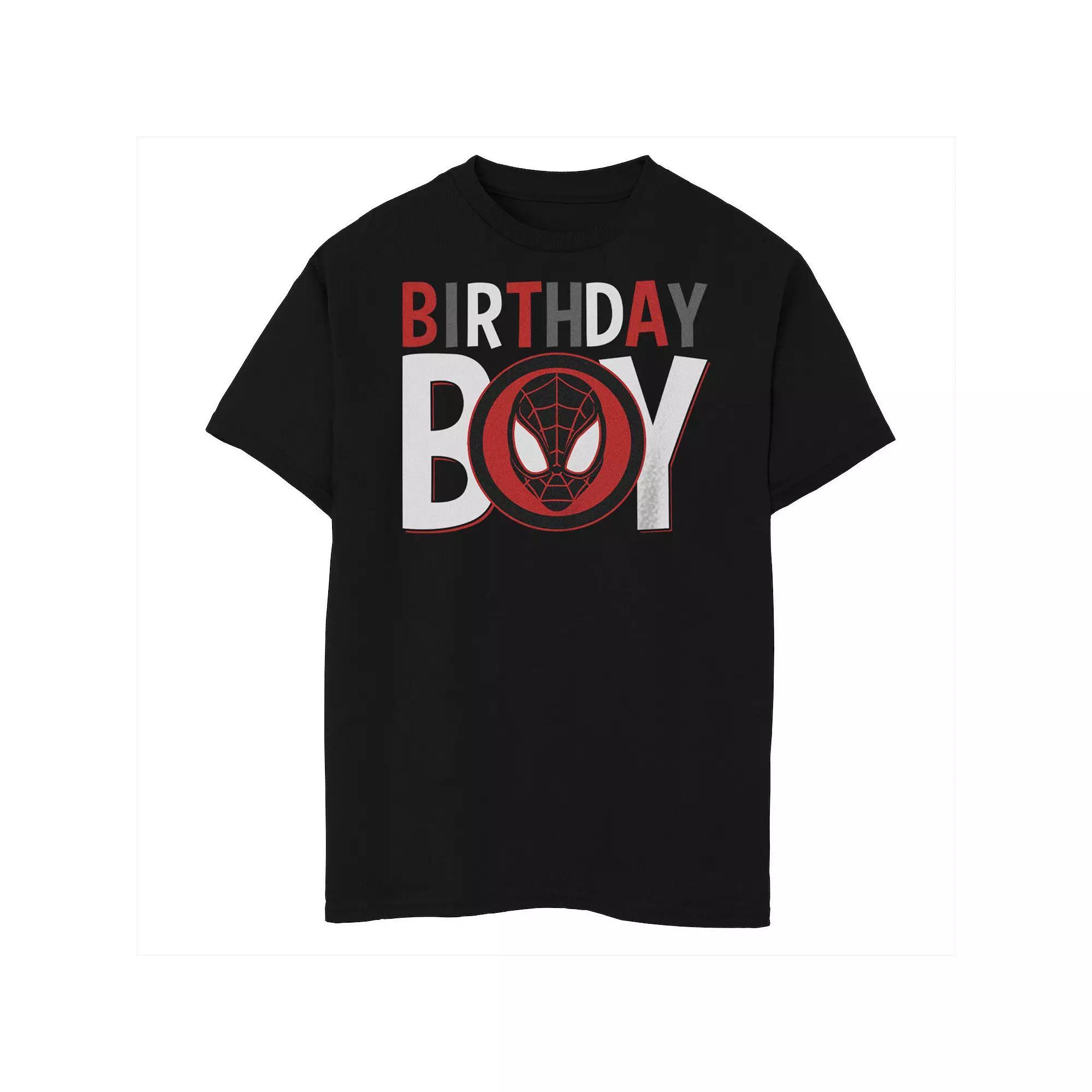Boys 8-20 Marvel Spider-Man Miles Morales Birthday Boy Mask Husky Tee, Boy's, Size: Medium HUSKY, Black Product Image
