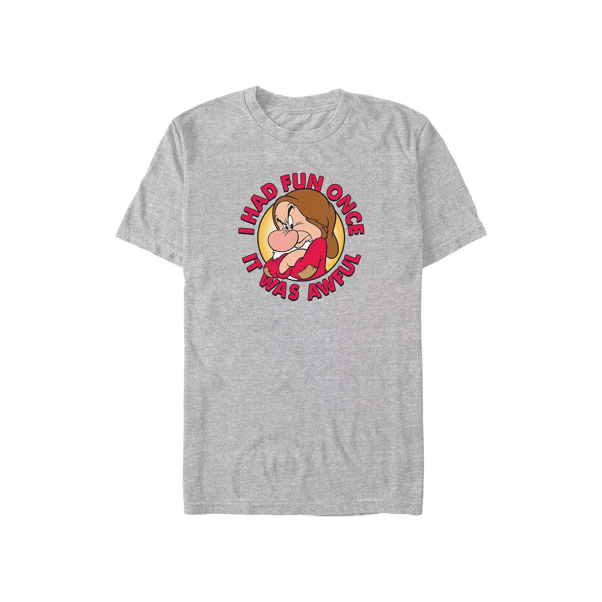 Disney's Snow White And The Seven Dwarfs Grumpy Stamp Big & Tall Graphic Tee, Men's, Size: 4XL, Athletic Grey Product Image