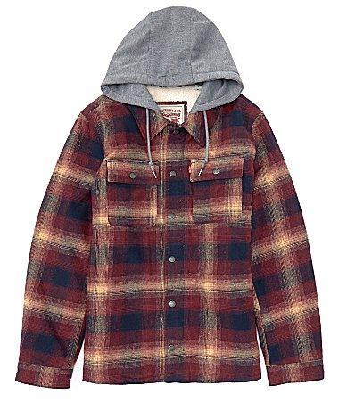Men's Levi's® Shirt Jacket with Fleece Hood, Size: Small, Red Blue Plaid Product Image