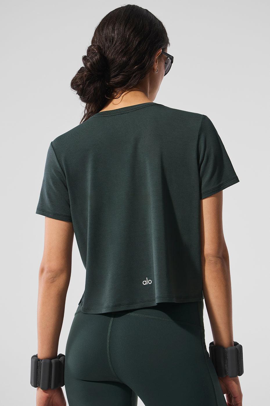 Cropped All Day Short Sleeve - Charcoal Green Product Image