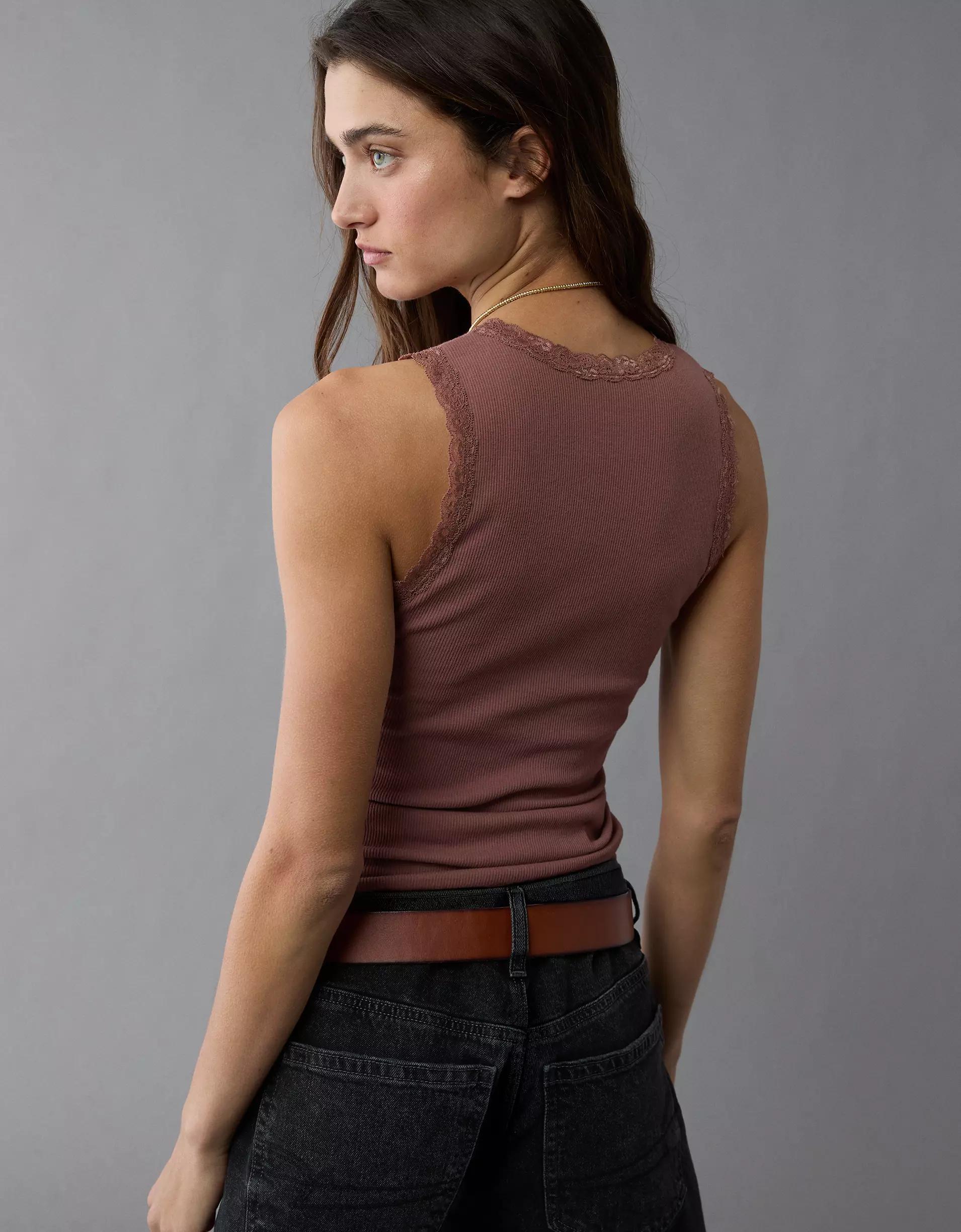 AE Graphic Lace Trim Tank Top Product Image