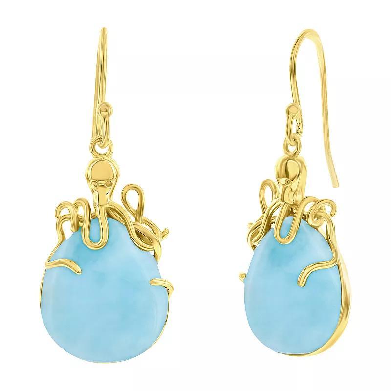 Nautica Rocks Gold Over Silver Larimar Octopus Earrings, Women's, Gold Tone Product Image