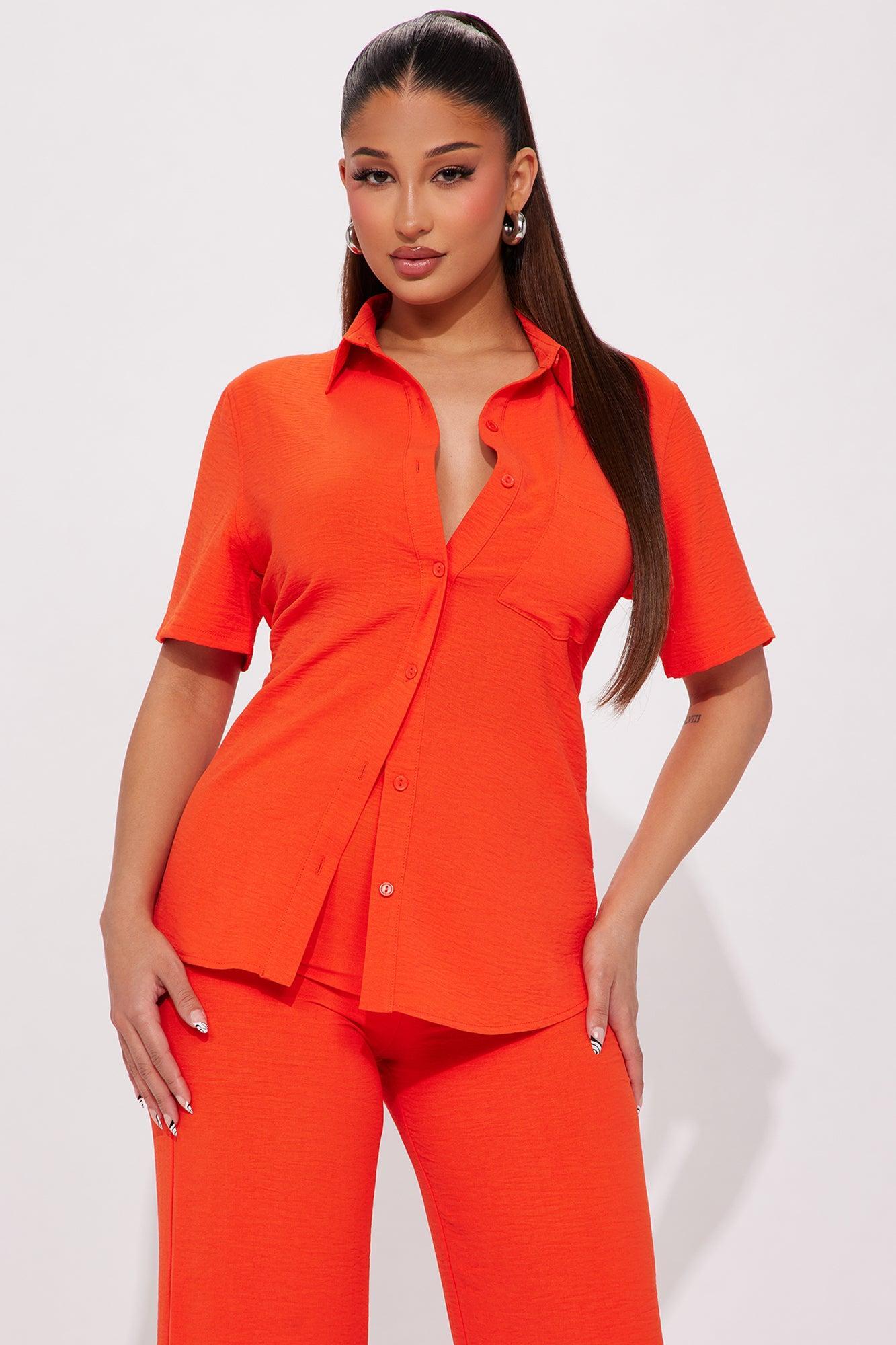 Makenzie Short Sleeve Pant Set - Orange Product Image