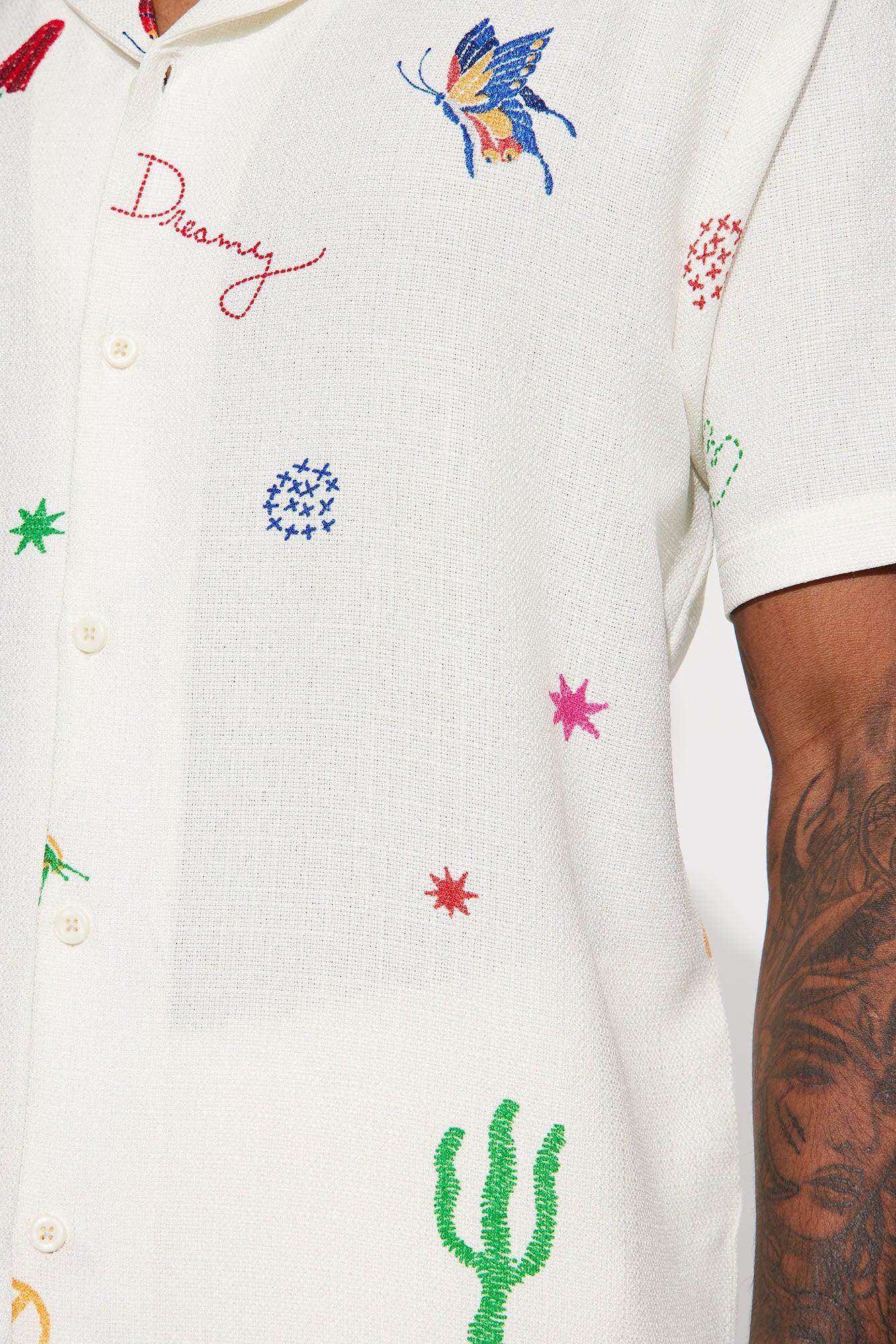 Desert Like Short Sleeve Button Up - Natural/Combo Product Image