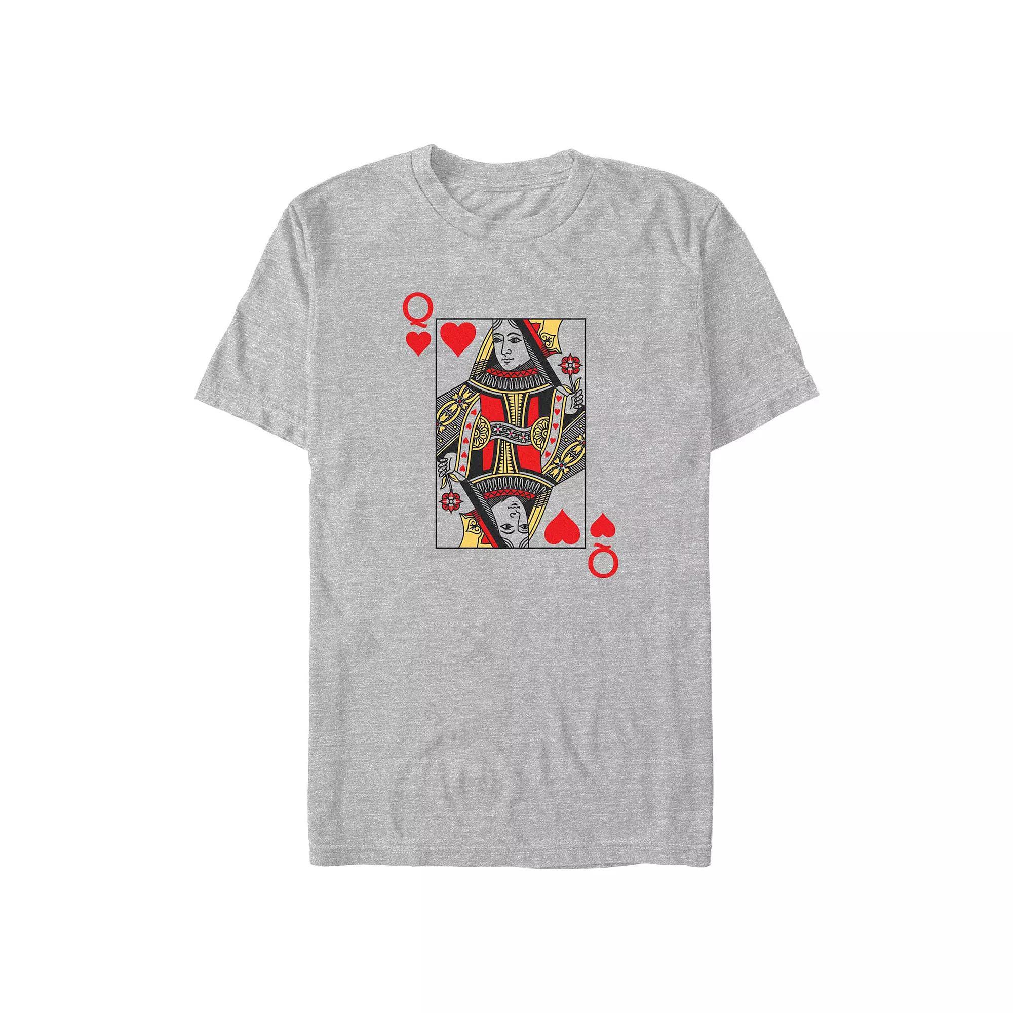 Big & Tall Queen Of Hearts Card Graphic Tee, Men's, Size: 4XL, Athletic Grey Product Image