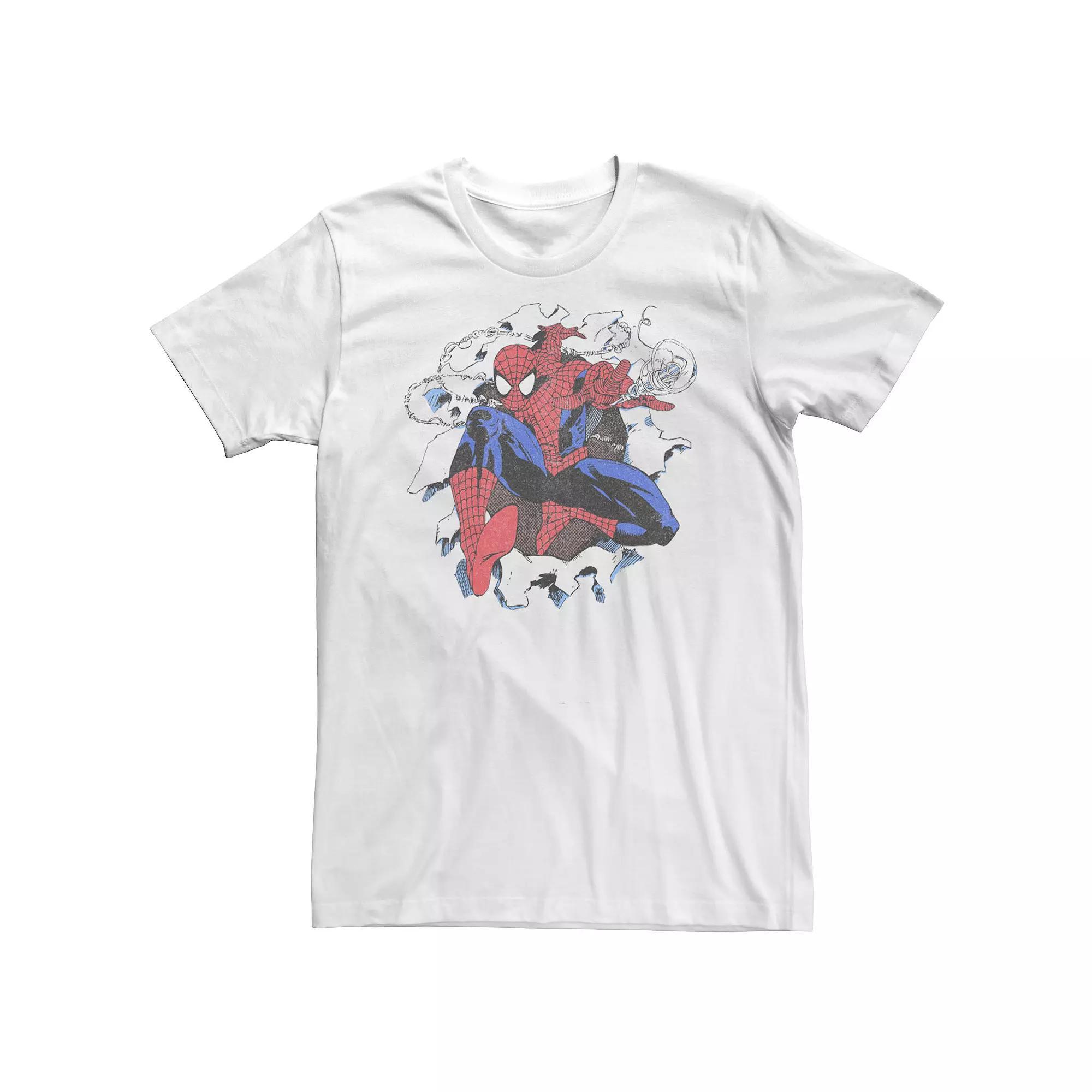 Big & Tall Marvel Spider-Man Retro Breakthrough Portrait Tee, Men's, Size: 3XL Tall, White Product Image