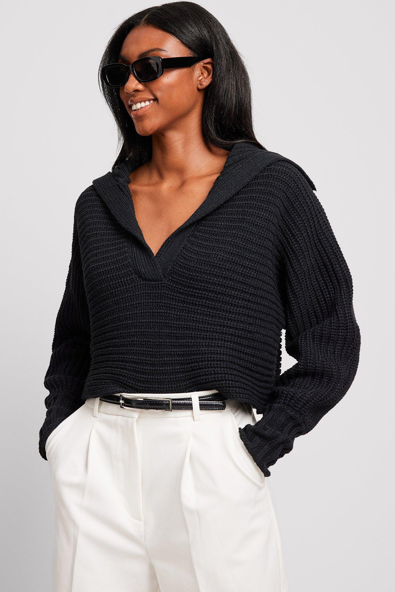 Big Collar Chunky Knitted Sweater Product Image