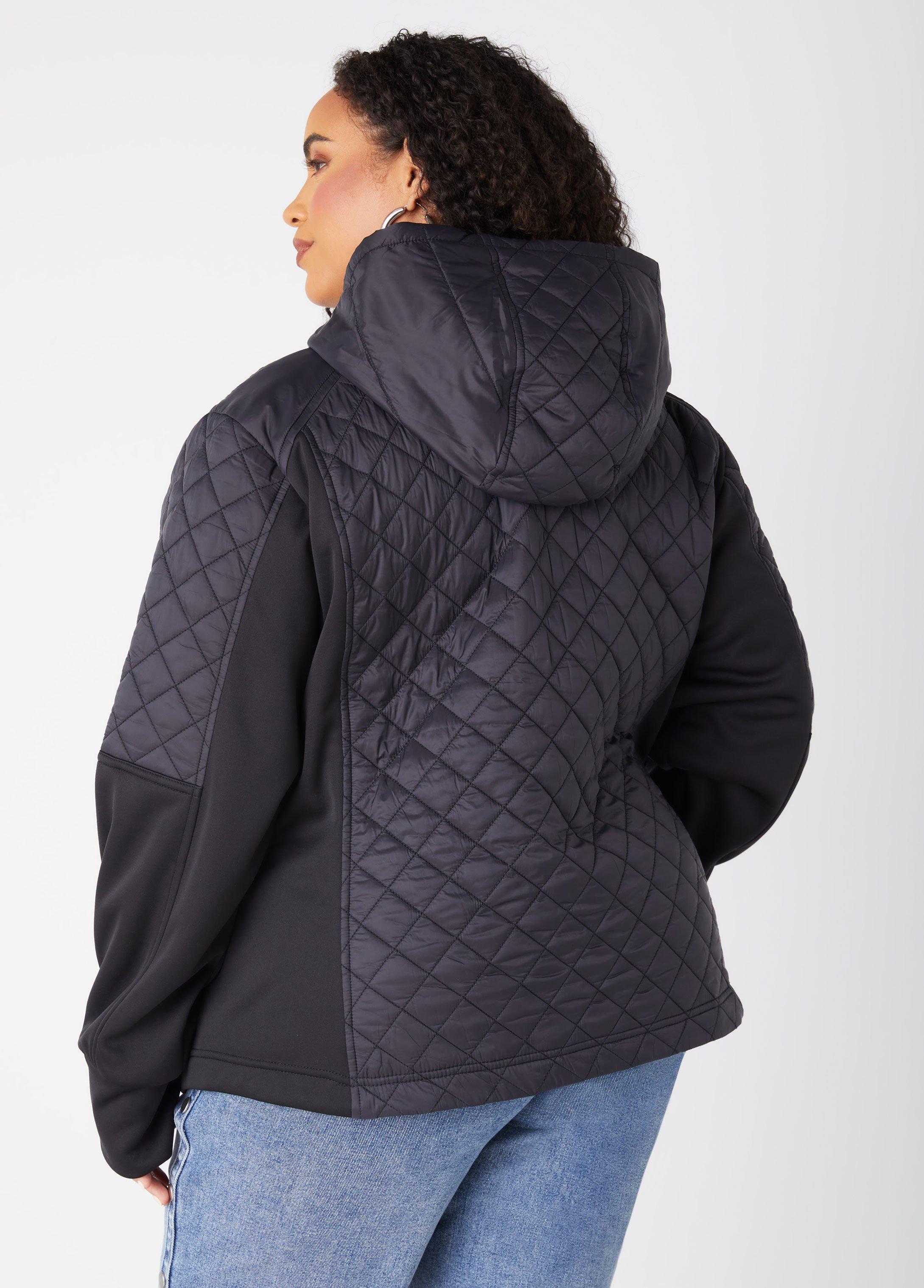 Plus Size Hooded Quilted Paneled Jacket Ashley Stewart Product Image