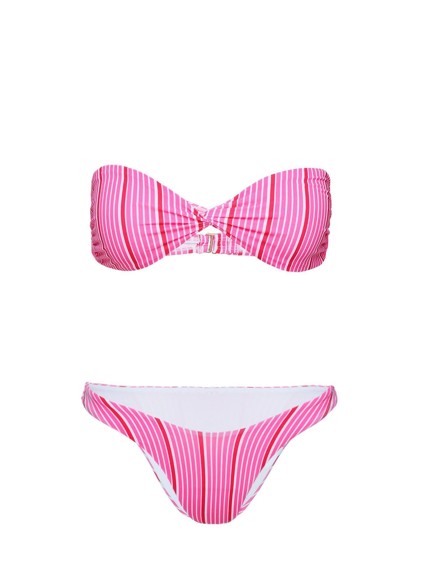 Tamrali Bandeau Bikini Top Pink Stripe Product Image
