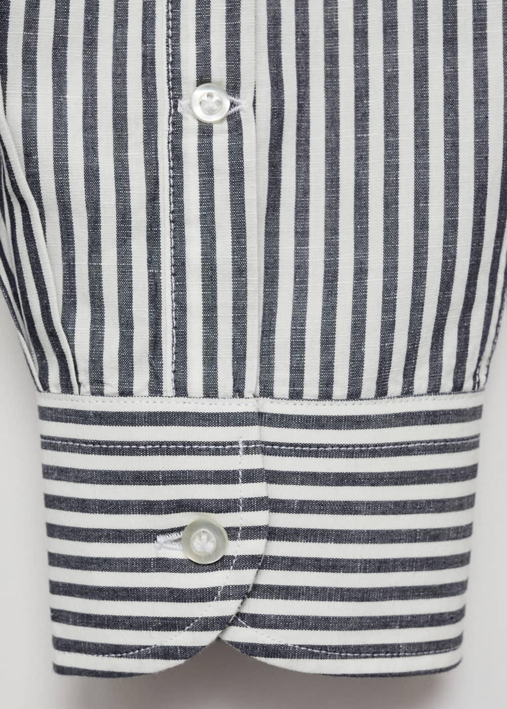Regular-fit striped cotton-linen shirt - Men | MANGO USA Product Image