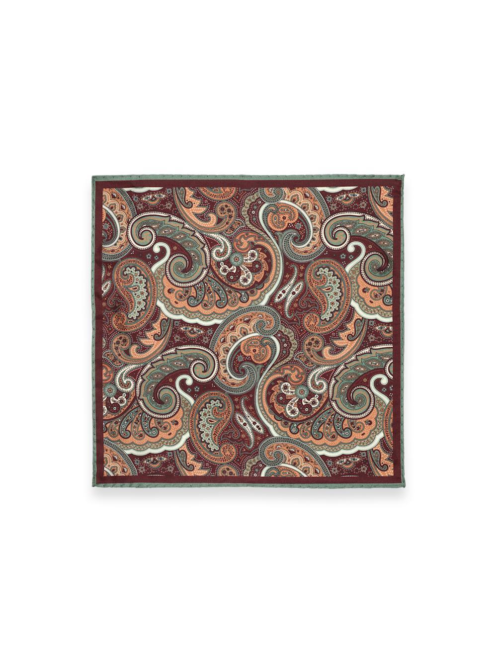Paisley Silk Pocket Square - Brown Multi Product Image