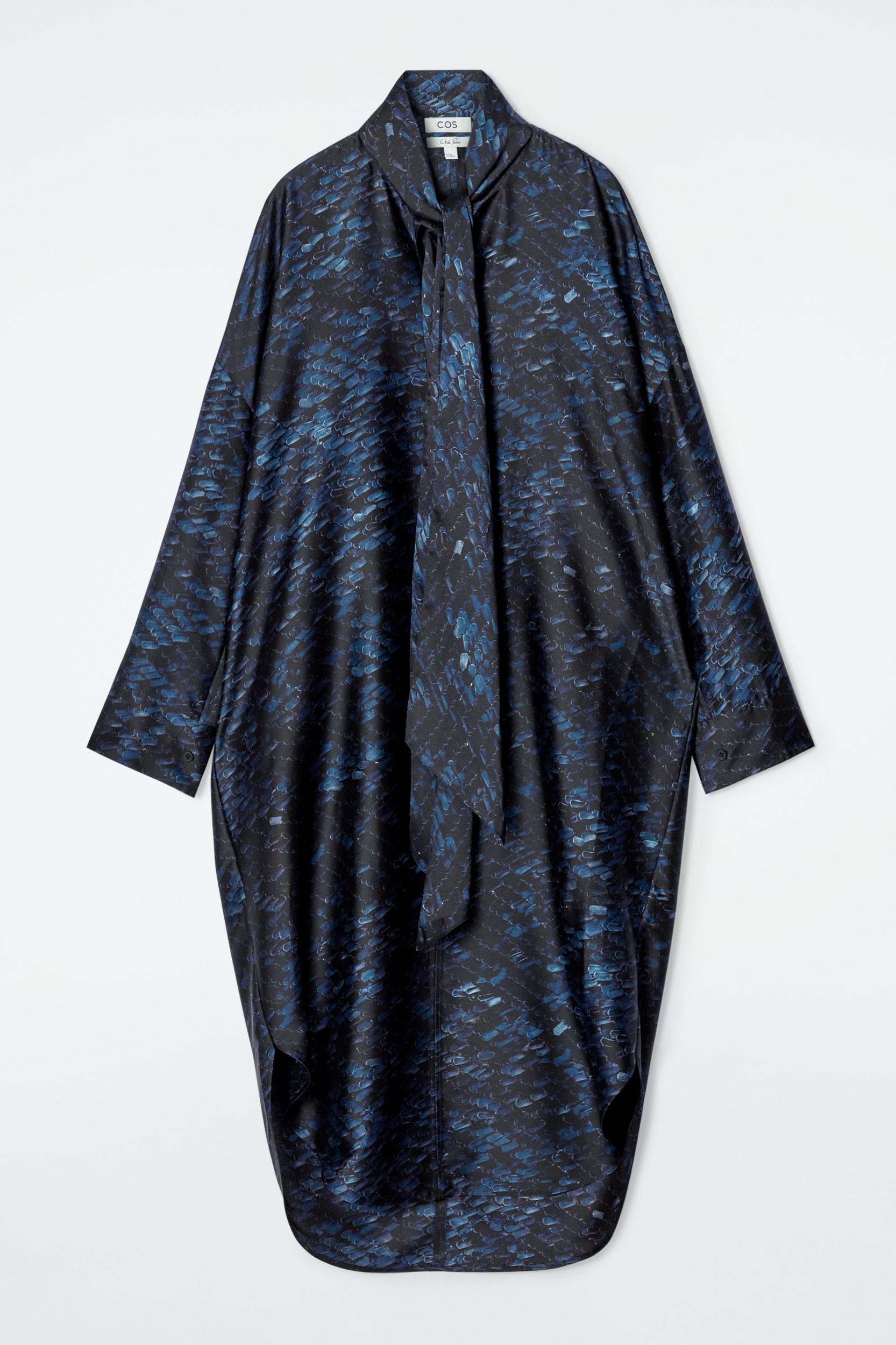 PRINTED SCARF-DETAIL MIDI DRESS Product Image