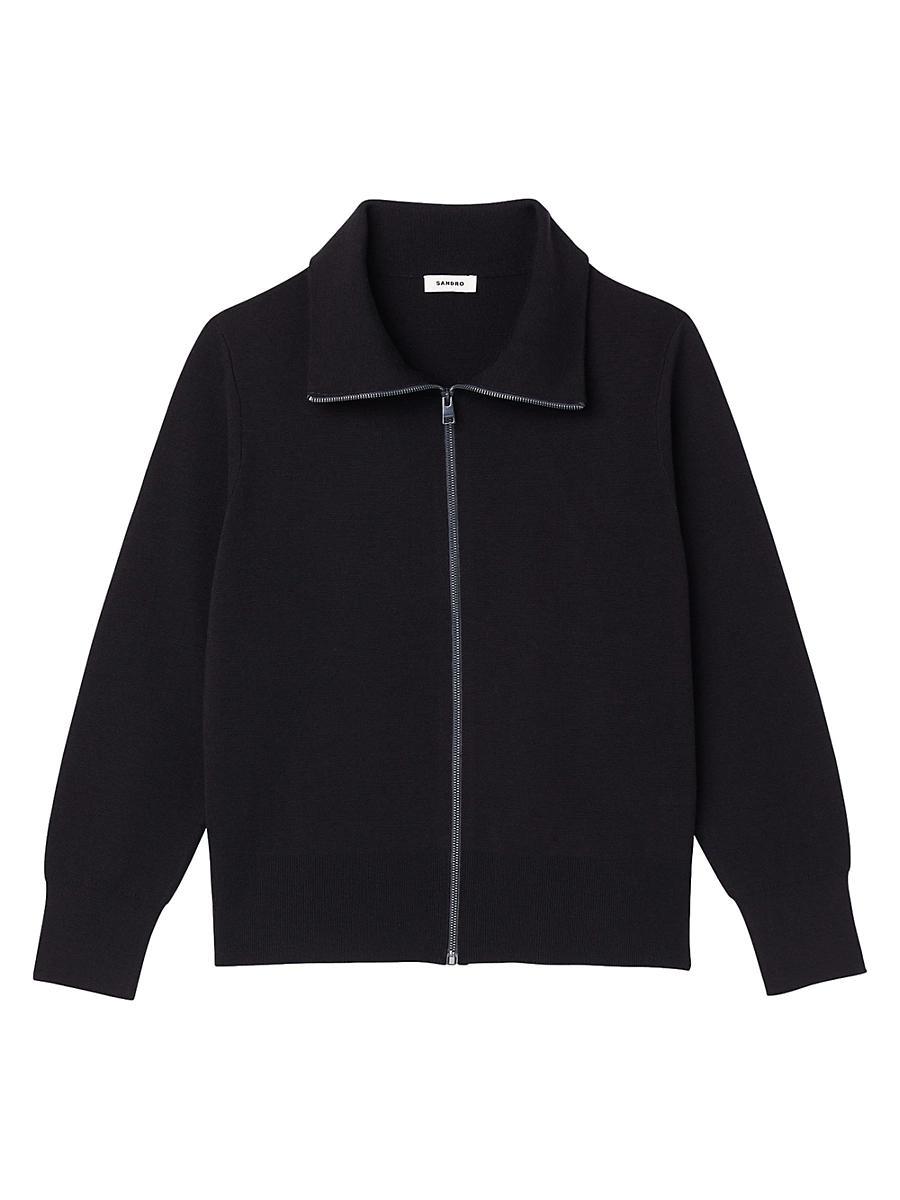 Sandro Zip Front Wool Cardigan Product Image