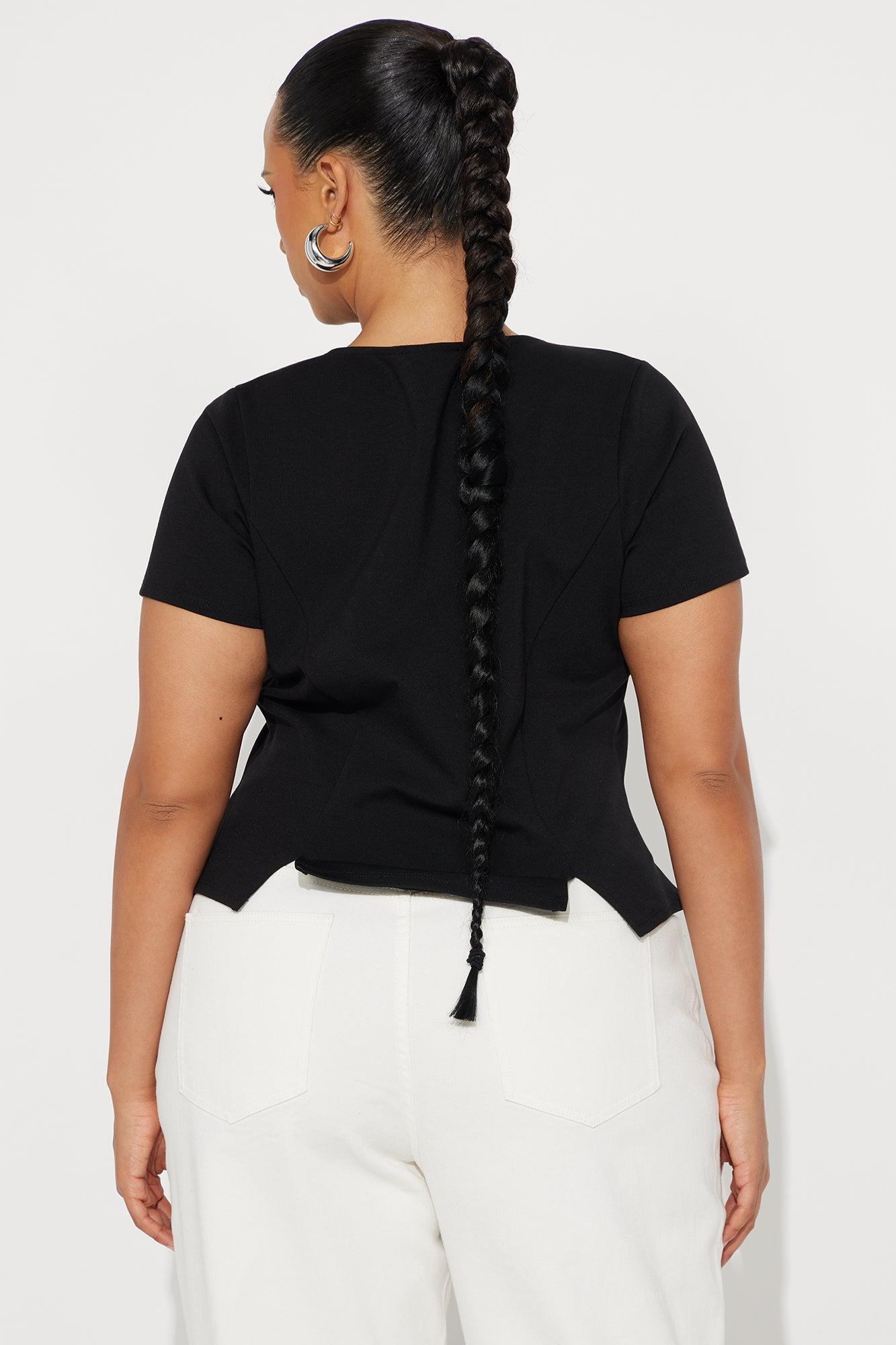 Leola Short Sleeve Top - Black Product Image
