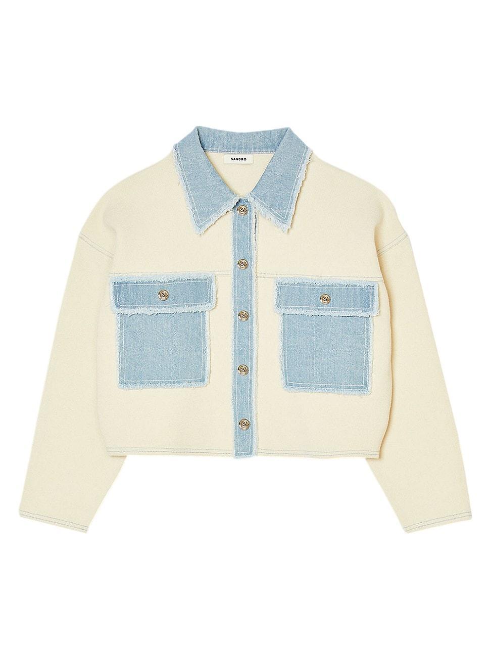 Womens Oversized Dual-Material Coatigan Product Image