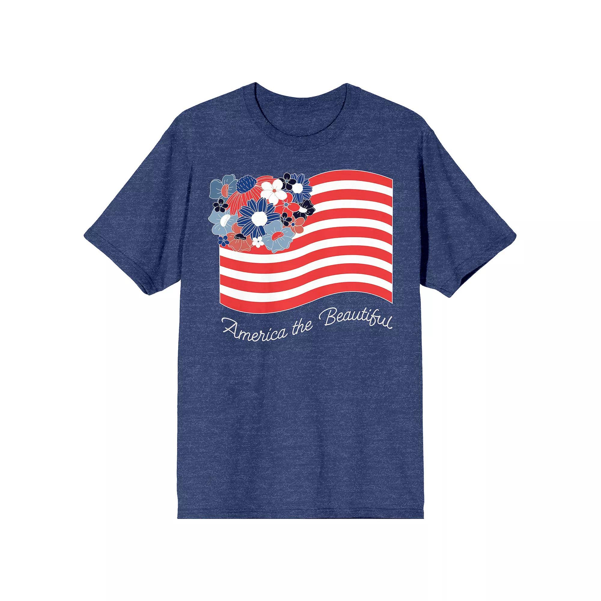Men's Americana Floral Stripe America Beautiful Tee, Size: XXL, Blue Product Image