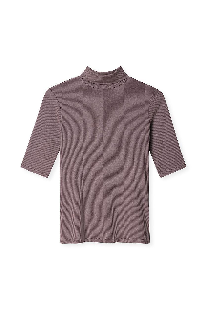 Short Sleeve Rib Collar Top Product Image
