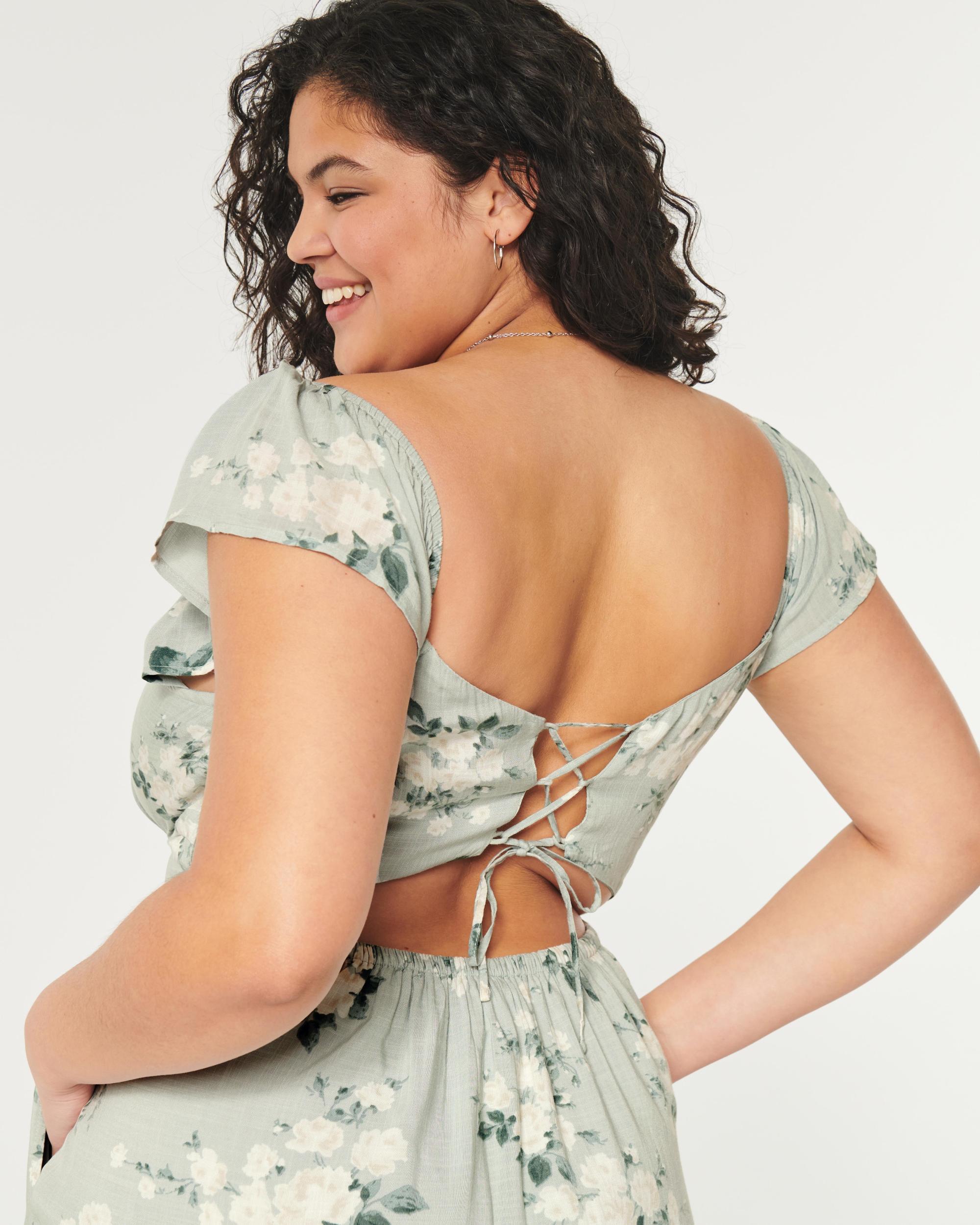 Lace-Up Back Midi Dress Product Image