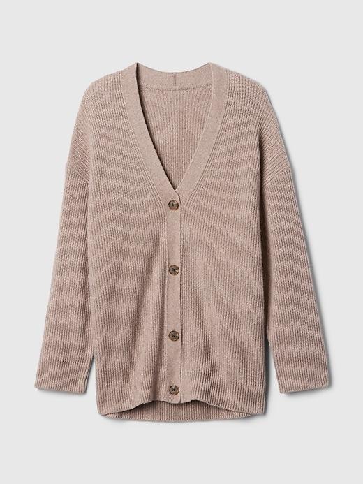CashSoft Shaker-Stitch Boyfriend Cardigan Product Image