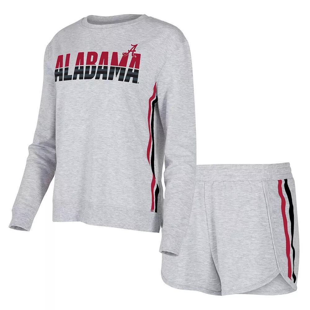 Women's Concepts Sport Gray Alabama Crimson Tide Cedar Tri-Blend Long Sleeve T-Shirt & Shorts Sleep Set, Size: XL, Grey Product Image