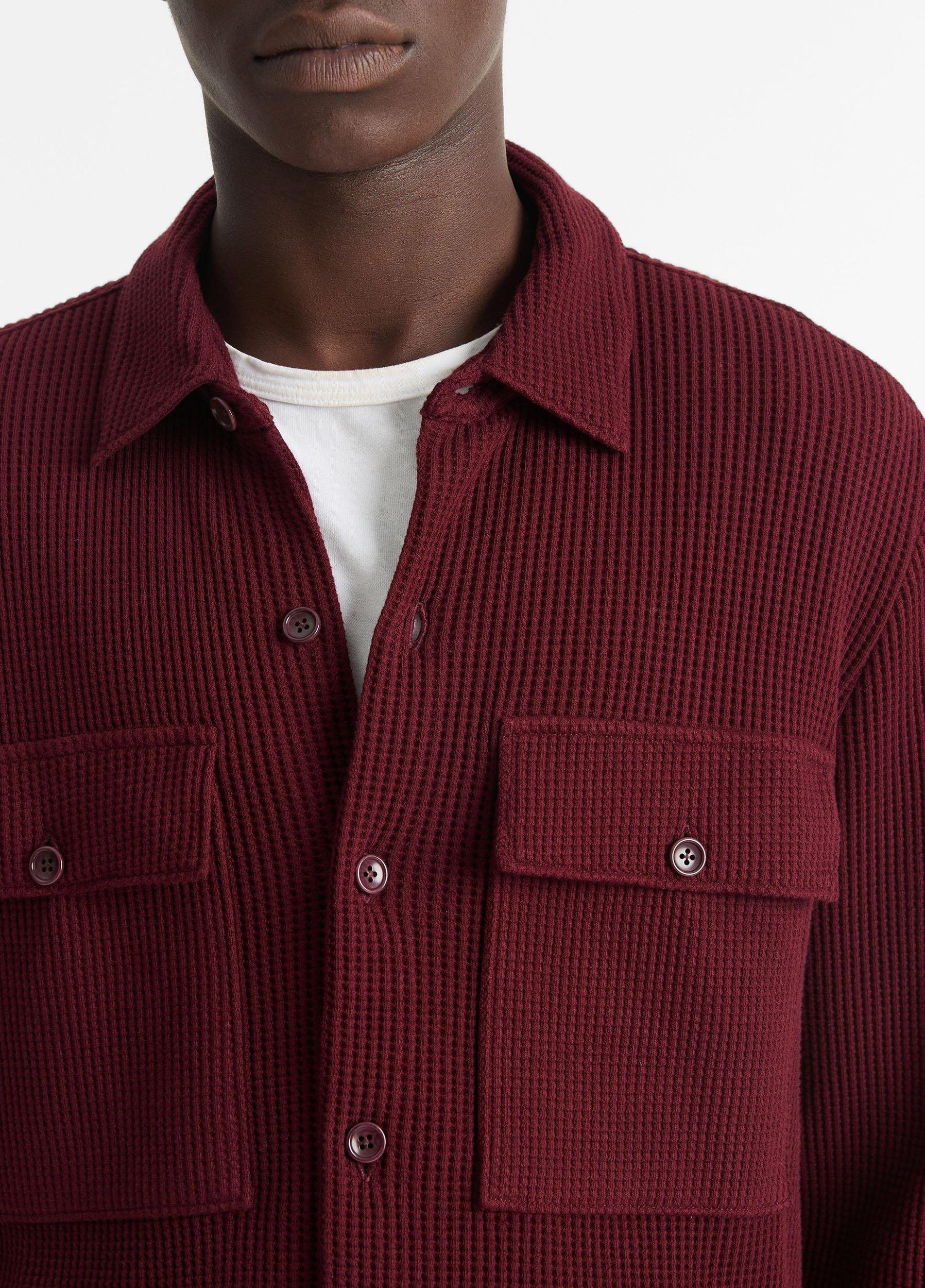 Mens Chunky Waffle Cotton-Blend Shirt Jacket, Coastal Blue, Size L Vince Product Image