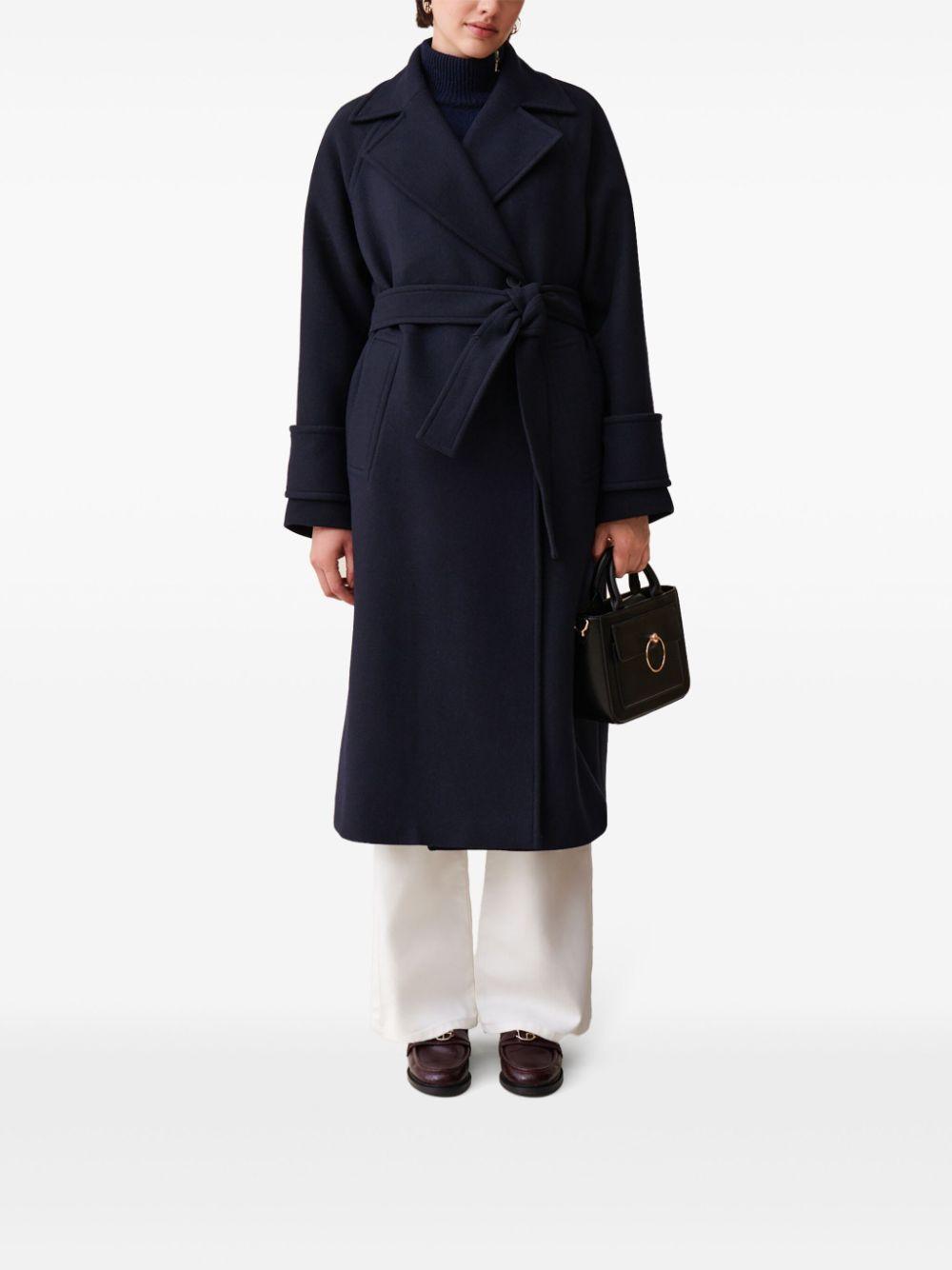 peak-lapels belted double-breasted coat Product Image