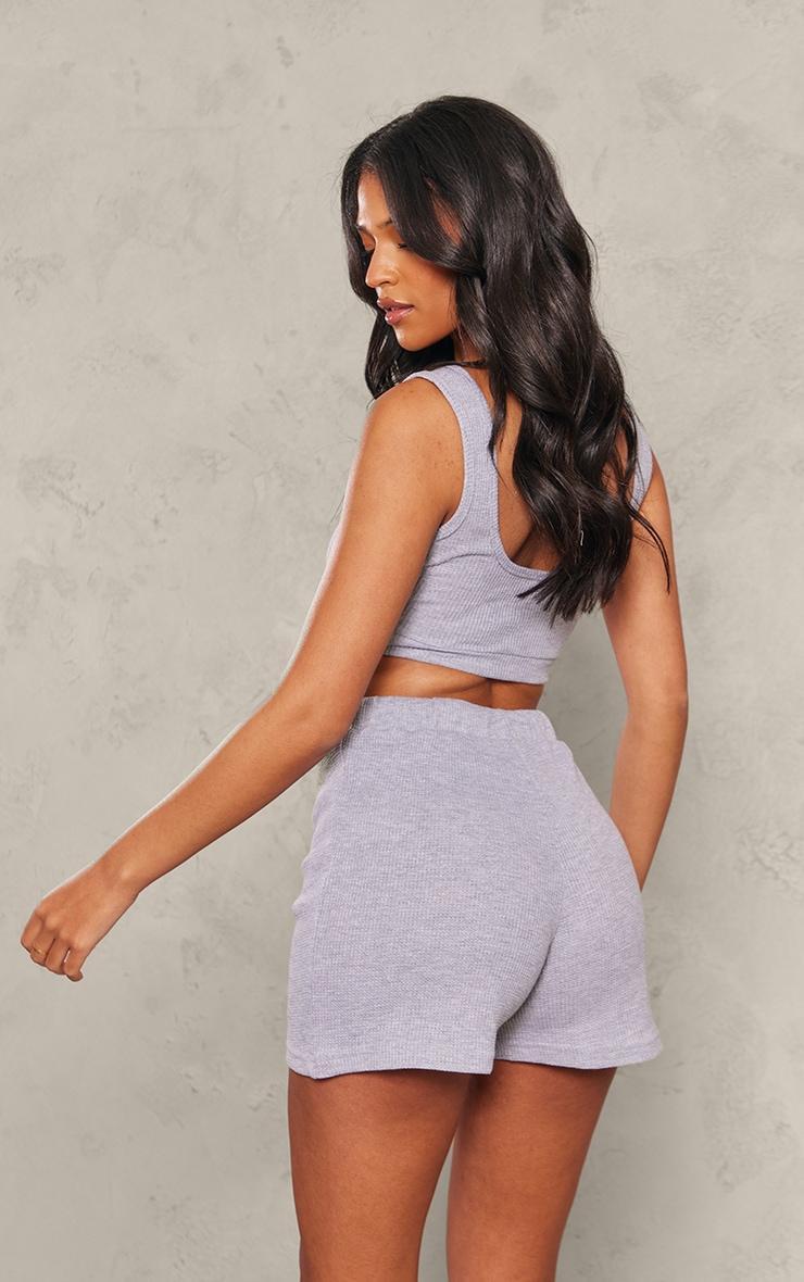Tall Ash Grey Waffle Textured Button Up Crop Top Product Image