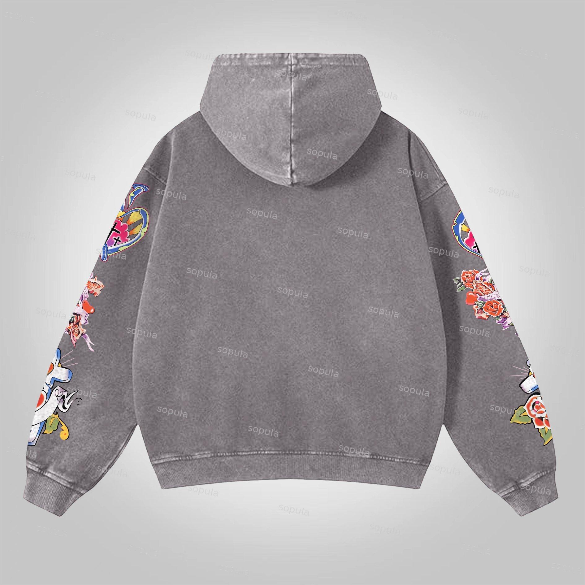 Sopula Vintage Risen King Graphic Washed Zip-Up Hoodie Product Image