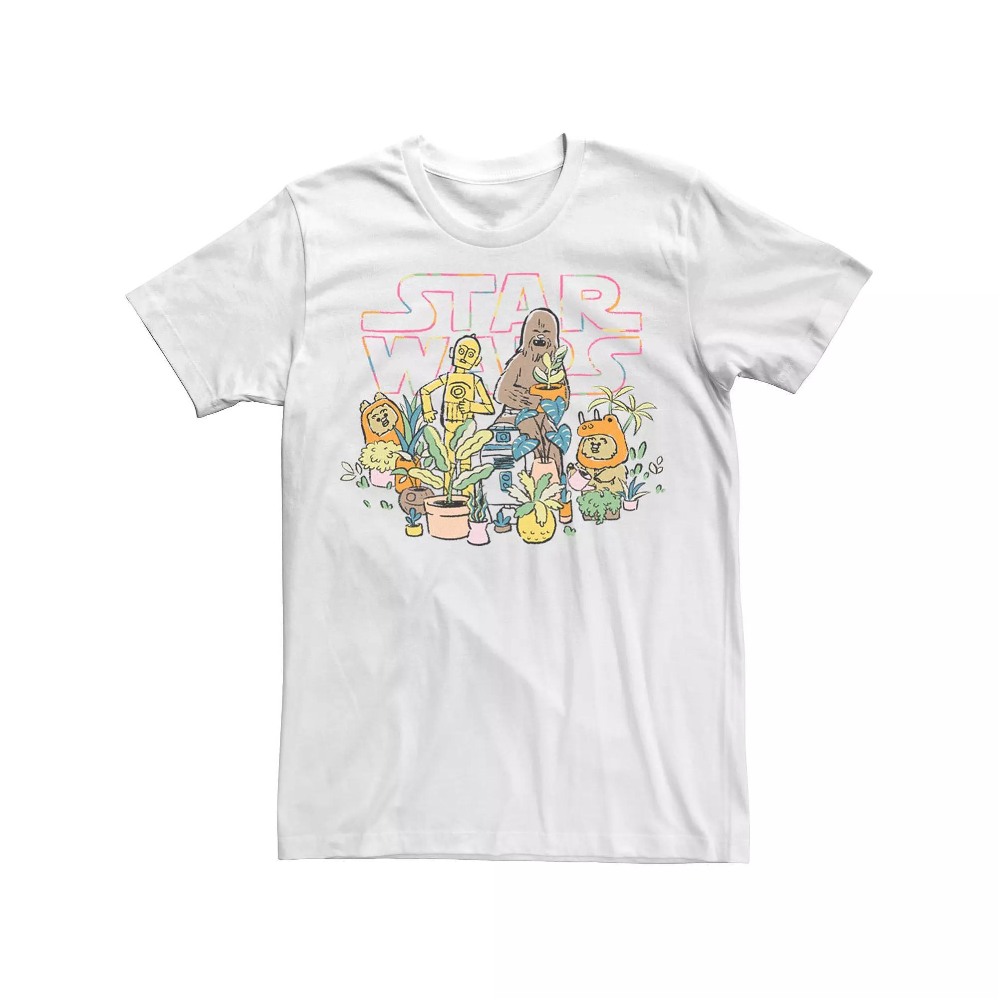 Men's Star Wars C-3PO And Chewbacca Plant Doodle Tee, Size: Large, White Product Image