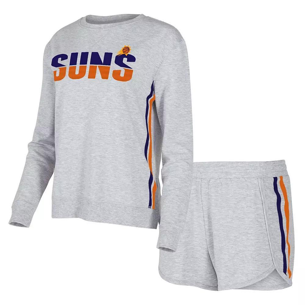 Women's Concepts Sport Gray Phoenix Suns Cedar Long Sleeve T-Shirt & Shorts Sleep Set, Size: Medium, Phx Grey Product Image