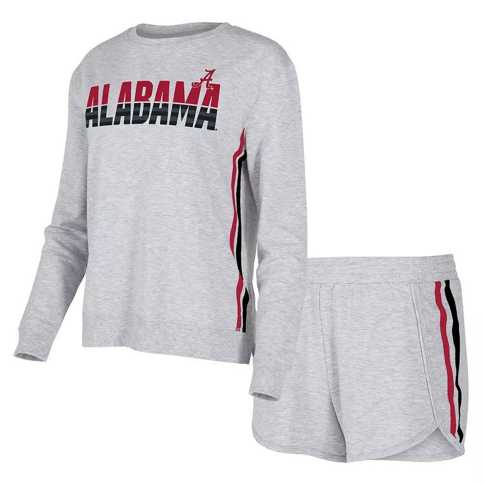 Women's Concepts Sport Gray Alabama Crimson Tide Cedar Tri-Blend Long Sleeve T-Shirt & Shorts Sleep Set, Size: XL, Grey Product Image
