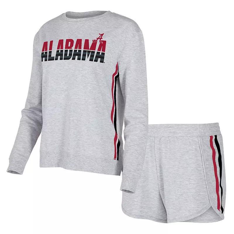 Women's Concepts Sport Gray Alabama Crimson Tide Cedar Tri-Blend Long Sleeve T-Shirt & Shorts Sleep Set, Size: XL, Grey Product Image