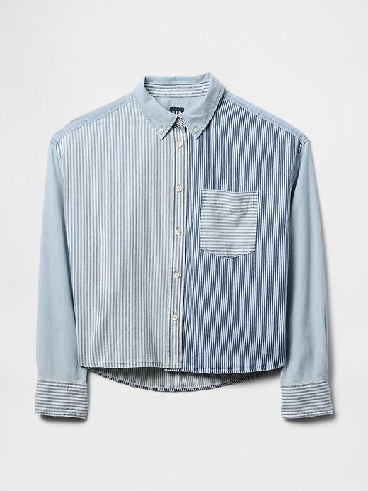 Denim Cropped Big Shirt Product Image