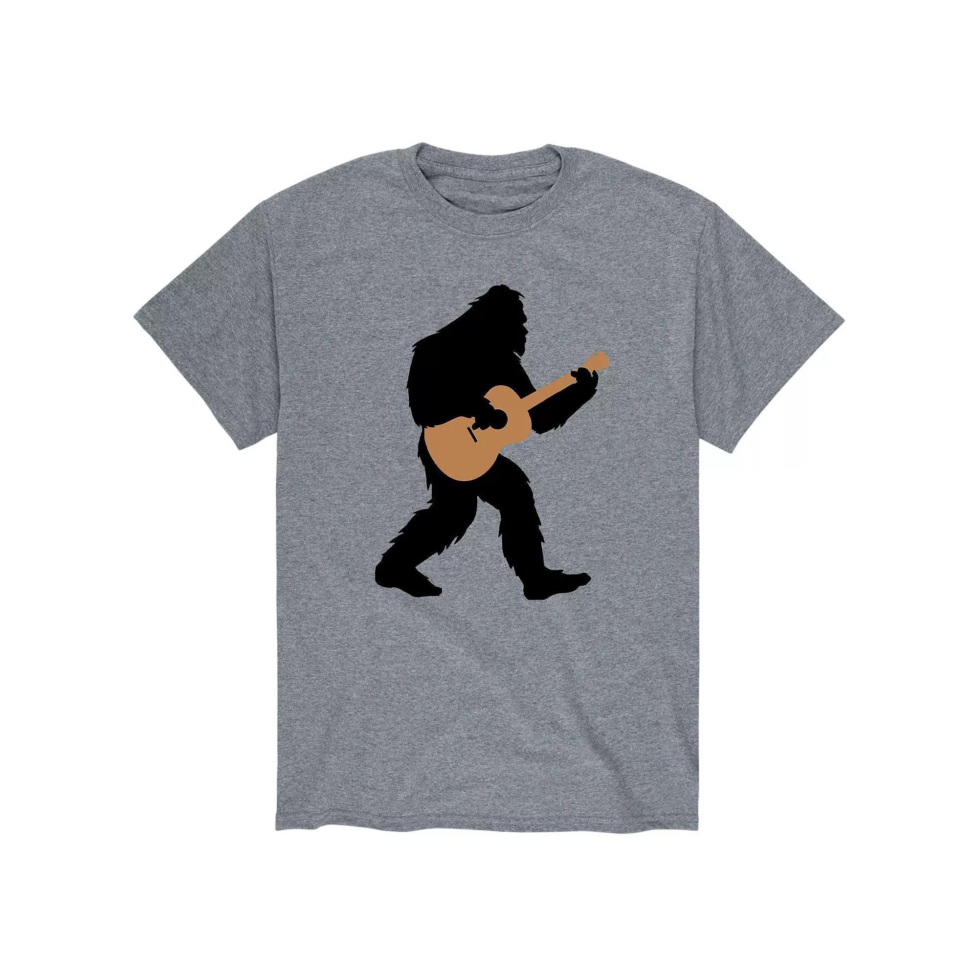 Men's Sasquatch Playing Guitar Tee, Size: XL, Gray Product Image