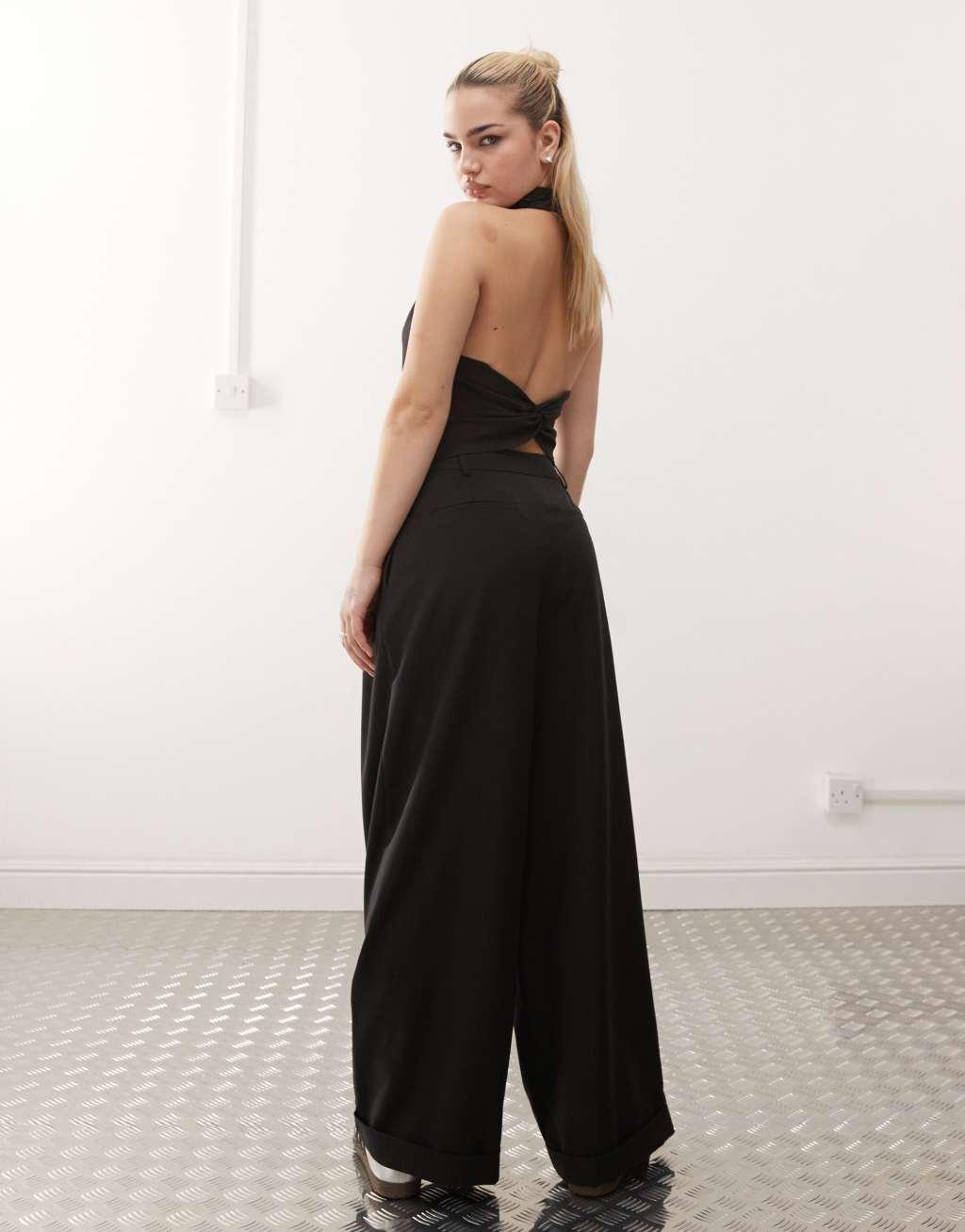 COLLUSION tailored drape pants in black - part of a set Product Image