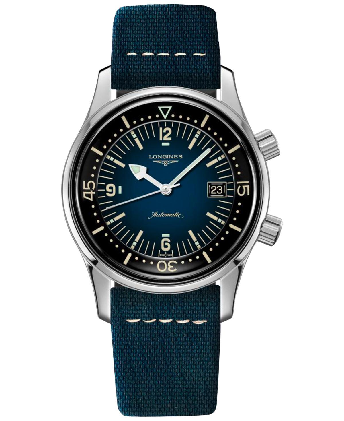 Longines Mens Legend Diver Automatic Blue Leather Strap Watch Product Image