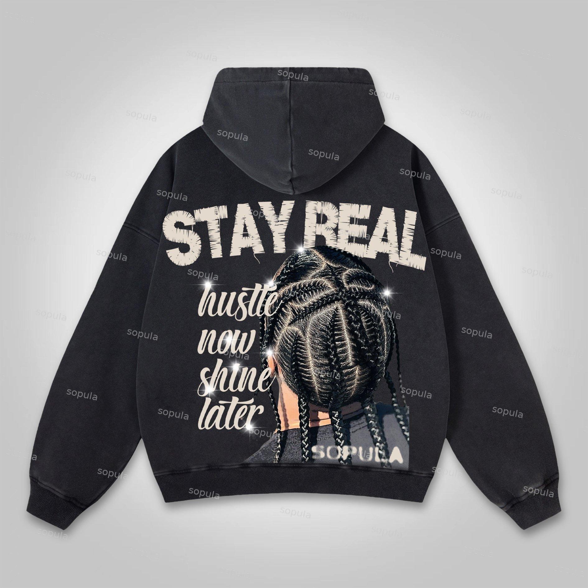 Sopula Stay Raw Stay Real Cross Dirty Braid Graphic Washed Hoodie Product Image