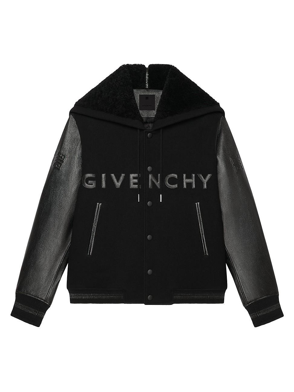 Mens Hooded Varsity Jacket in Wool Product Image