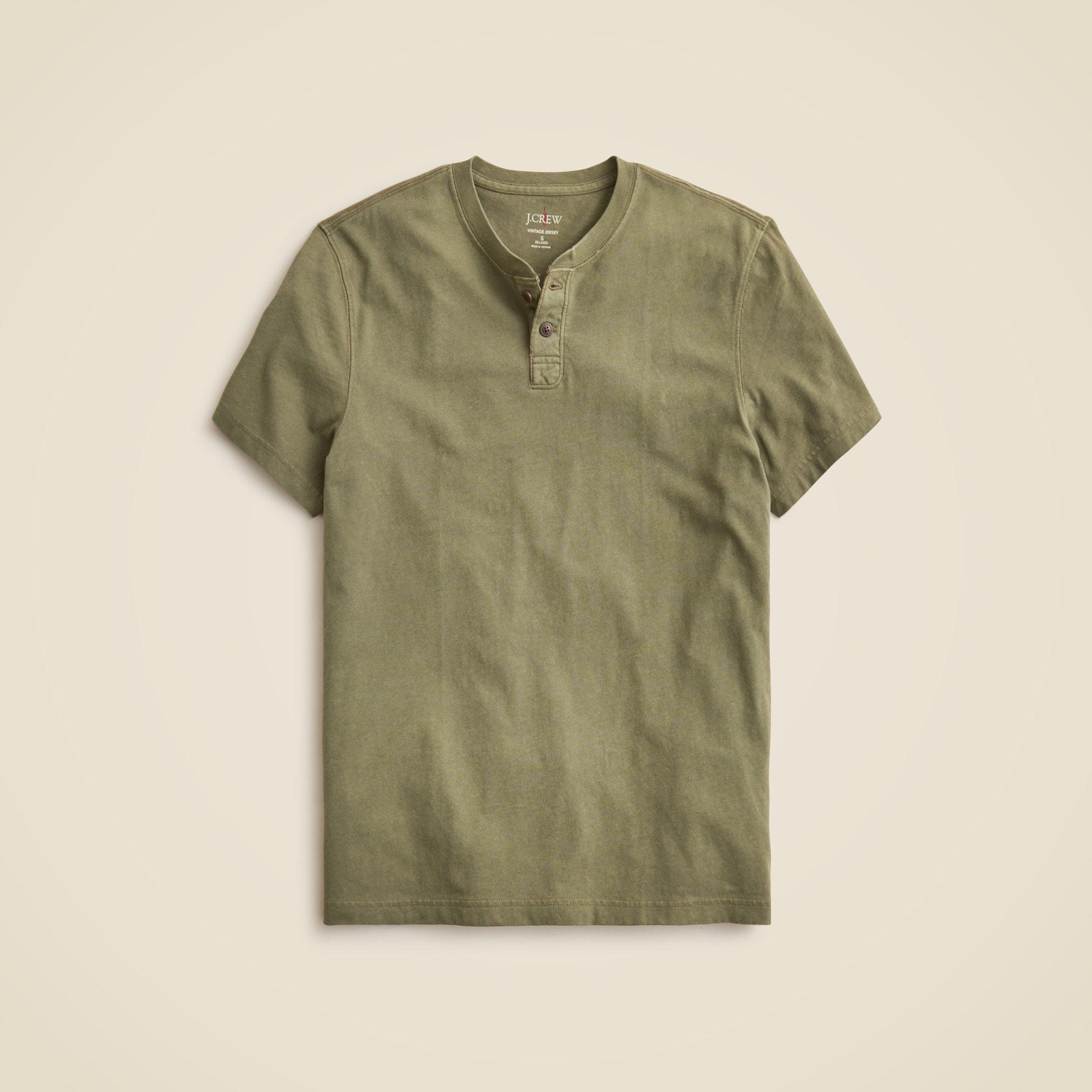 Short-sleeve vintage-wash cotton henley Product Image
