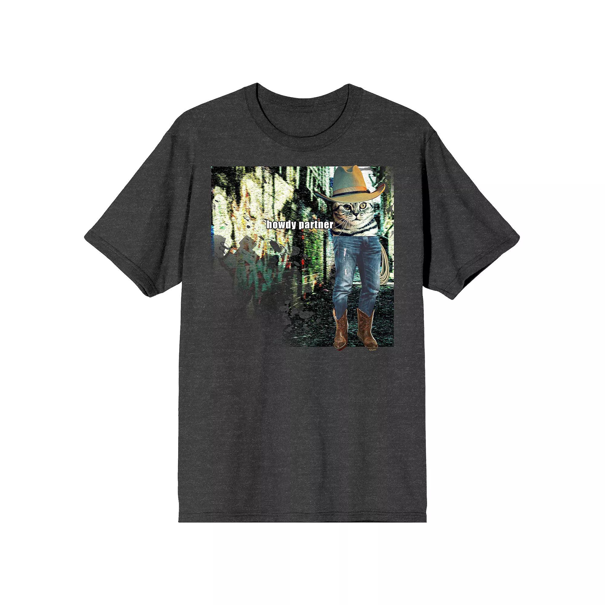 Men's Screenshot Energy Meme Cowboy Hat Howdy Partner Tee, Size: Large, Black Product Image