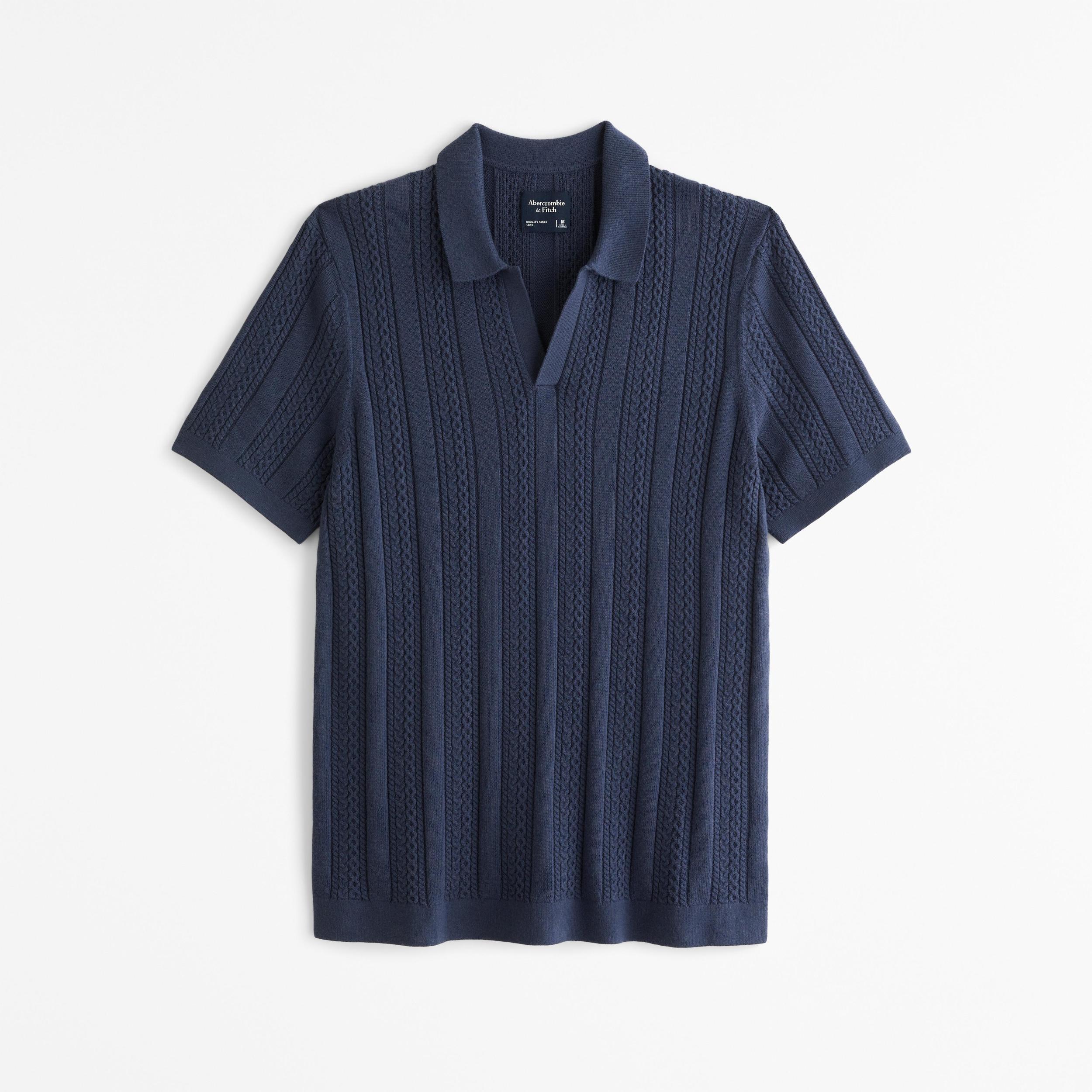 Cable Stitch Johnny Collar Sweater Polo Product Image