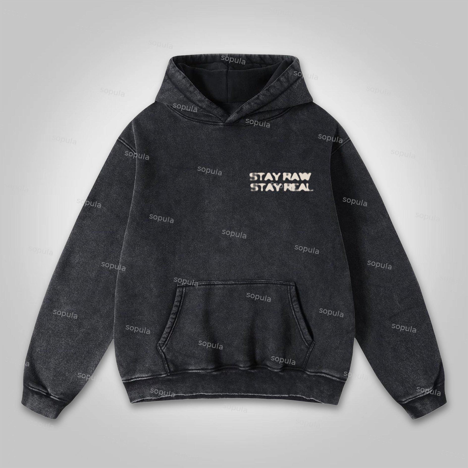 Sopula Stay Raw Stay Real Cross Dirty Braid Graphic Washed Hoodie Product Image