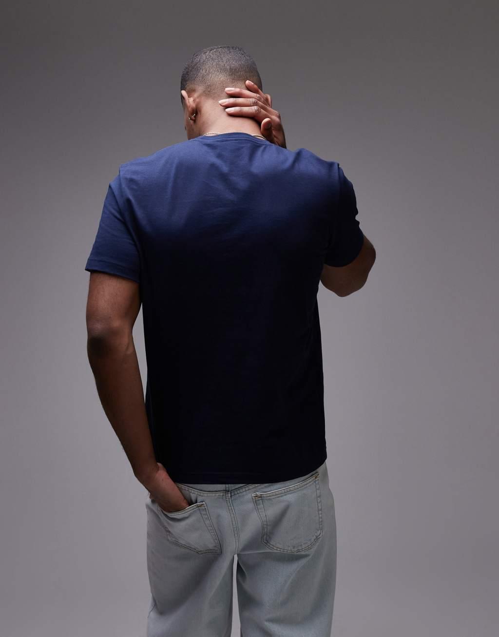Lacoste t-shirt in navy with big classic croc logo print Product Image