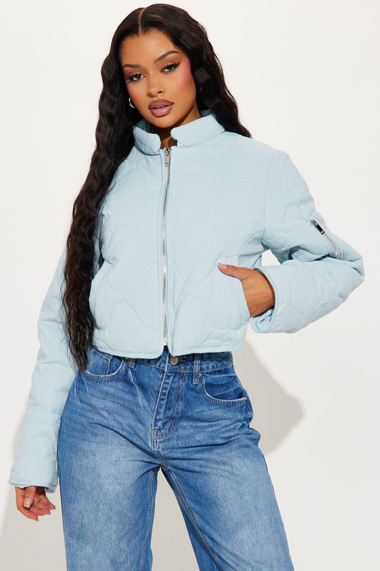 Chloe Quilted Lightweight Puffer Jacket - Light Blue Product Image