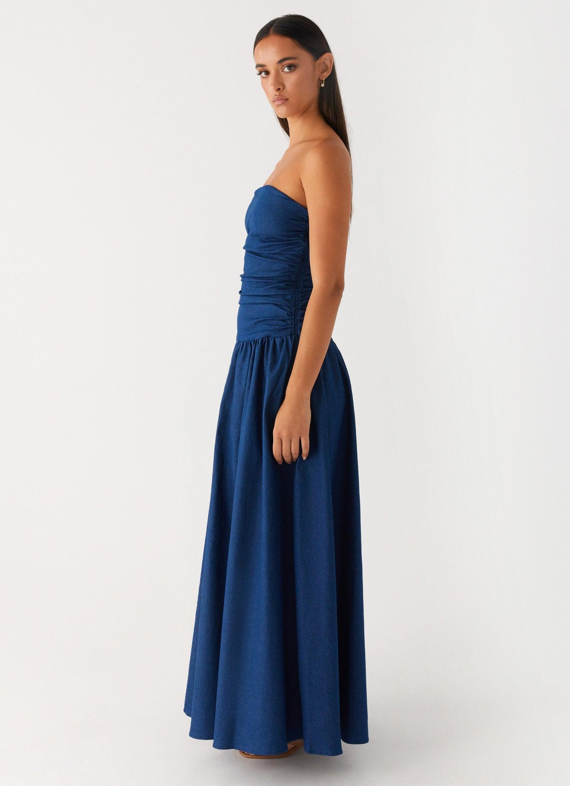 Carmel Denim Maxi Dress - Indigo Product Image