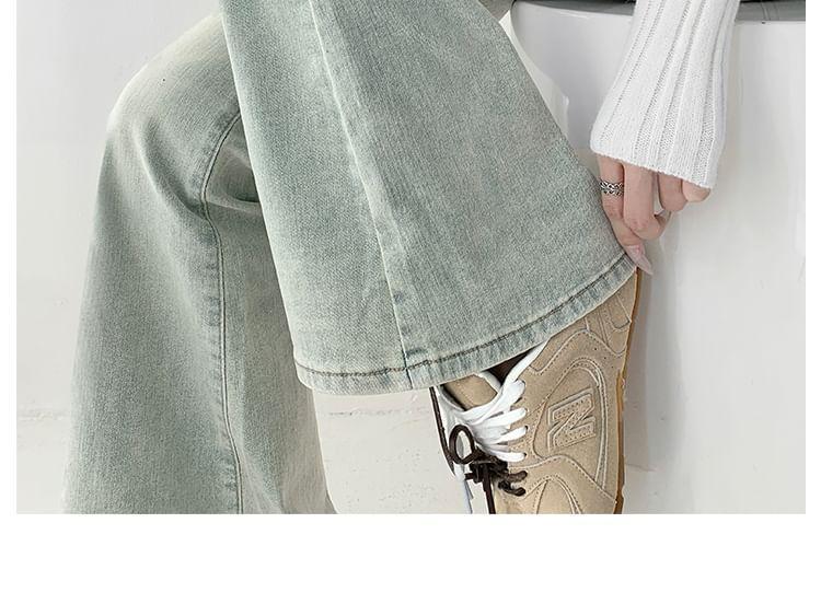 Washed Low-Waist Flared Jeans Product Image