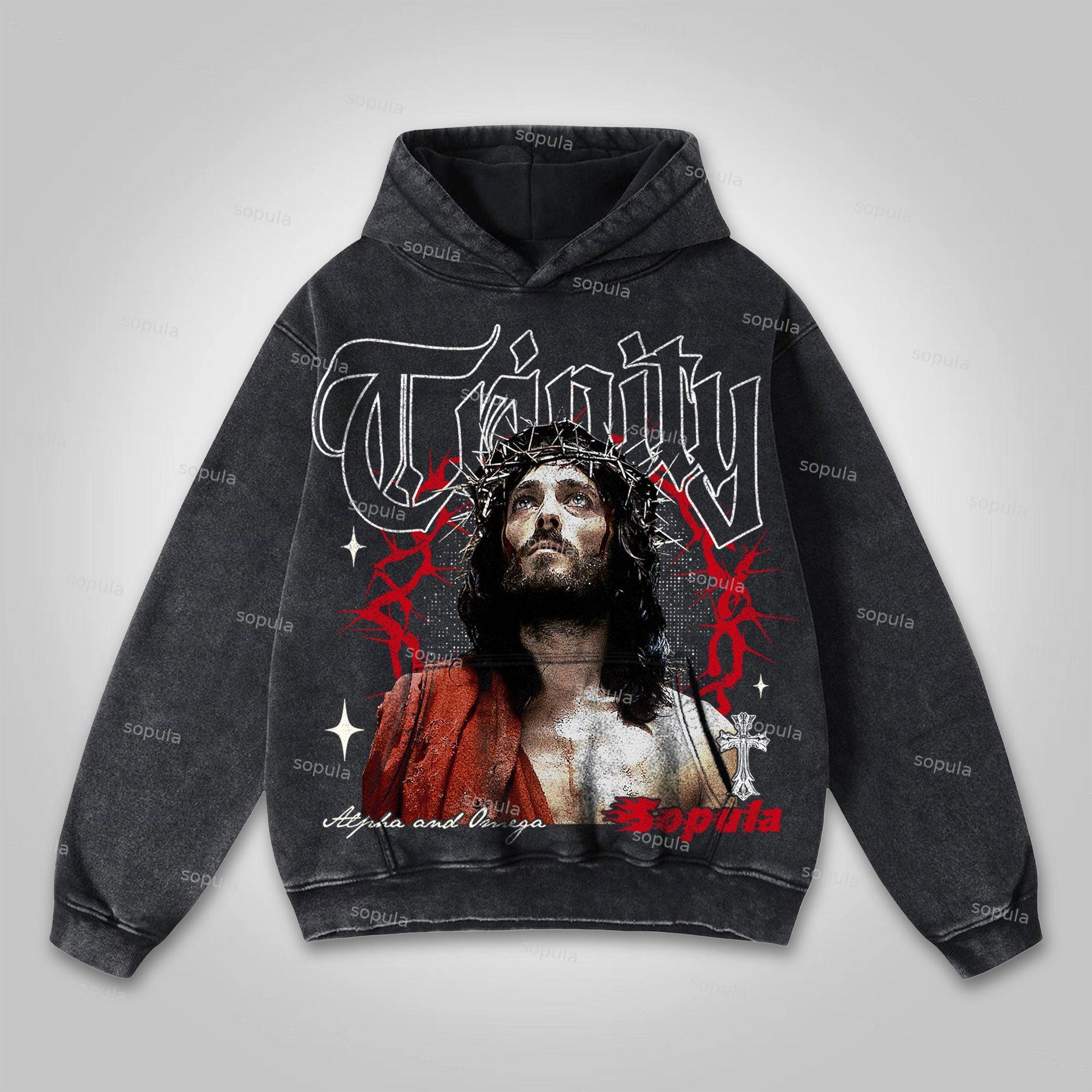 Vintage Thorn Jesus Graphic Washed Hoodie Product Image