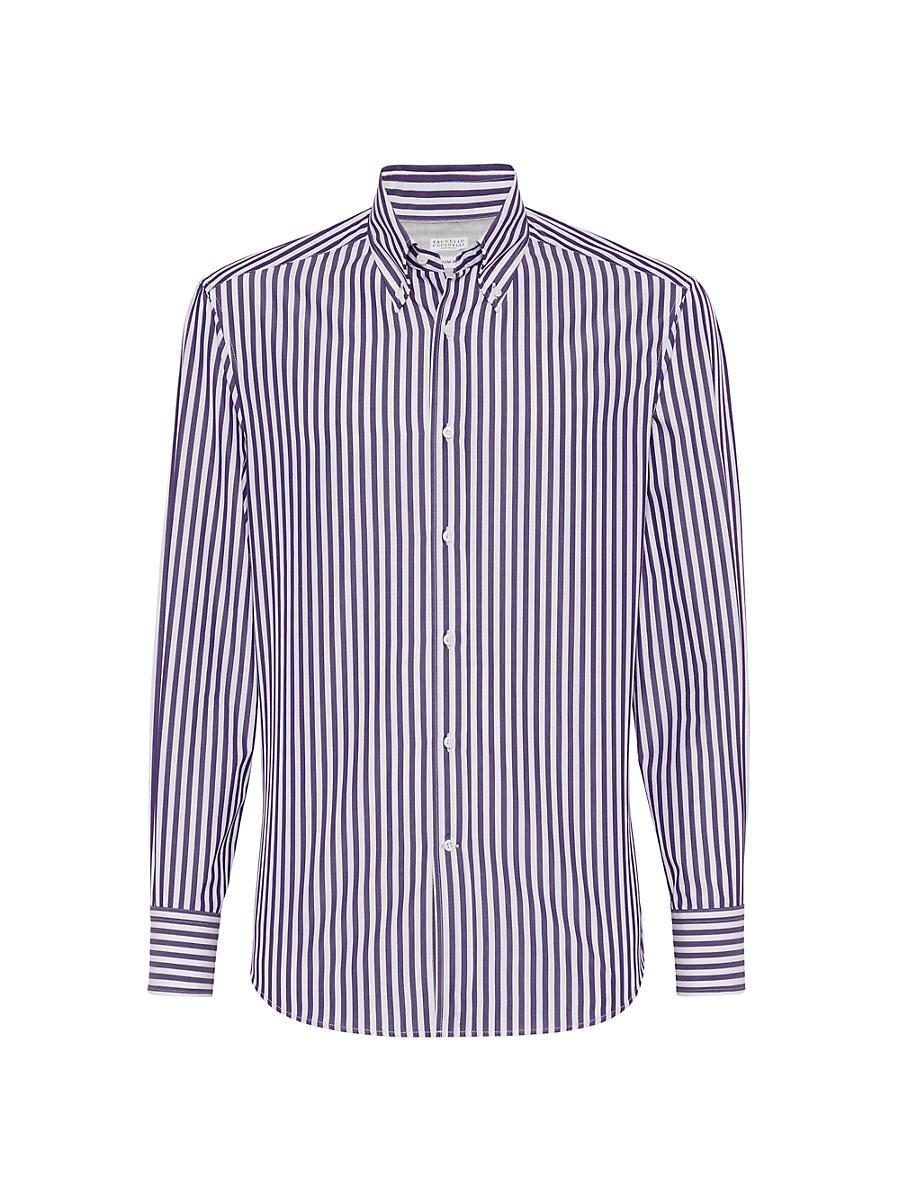 Mens Striped Poplin Slim Fit Shirt Product Image